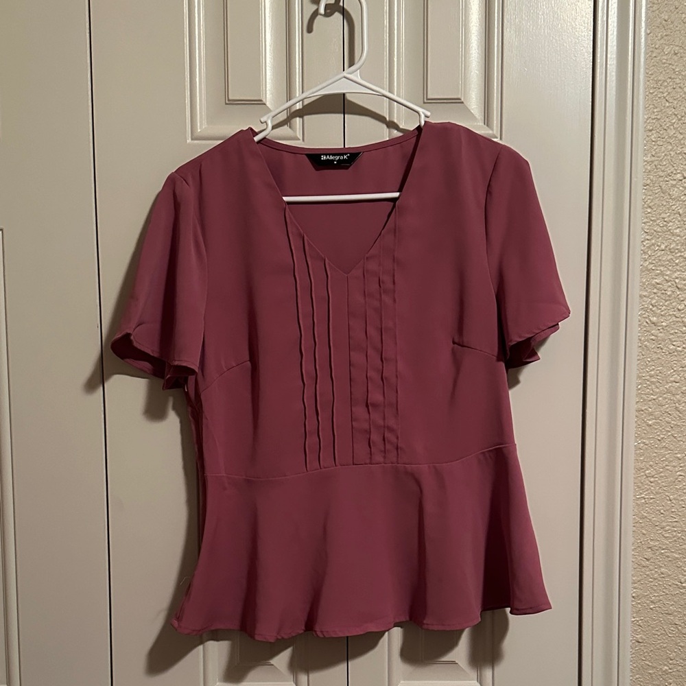 Allegra K Mauve Blouse with Pintuck Design